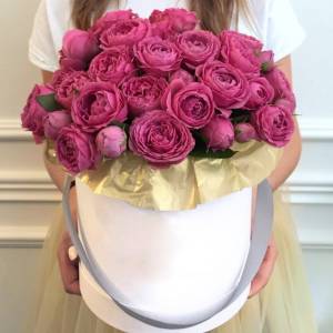 Коробка 31 кустовая розовая пионовидная роза R208